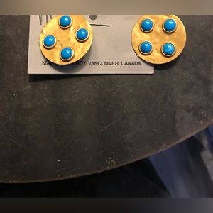 Martha Sturdy, Canadian designer, vintage, pierced,faux turquoise,gold wash